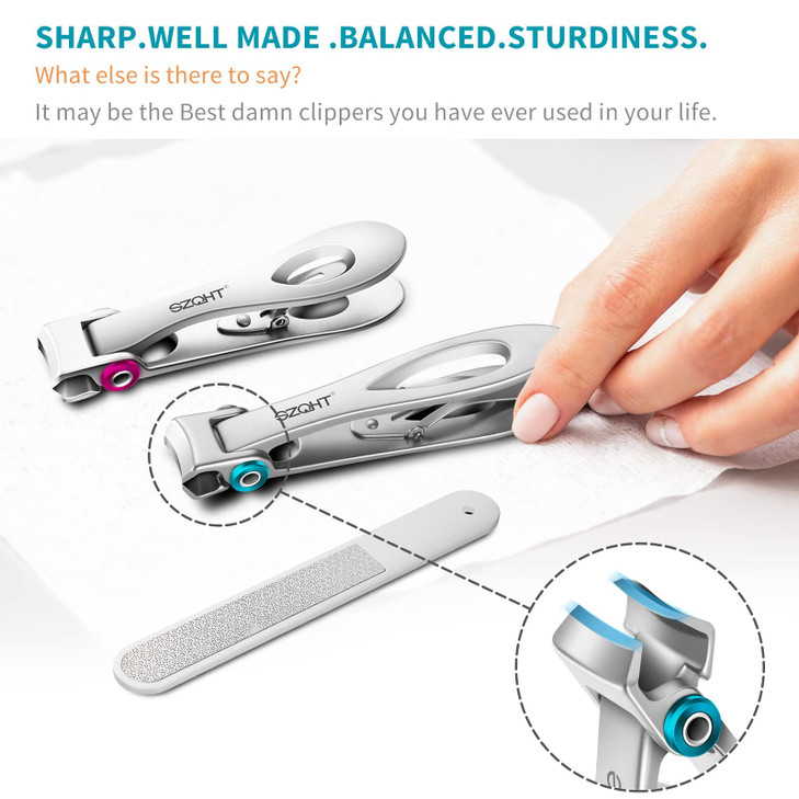 SZQHT Extra Wide Jaw Opening Nail Clippers for Thick Nails Cutter for Ingrown Toenail Clippers Fingernails Manicure SetP