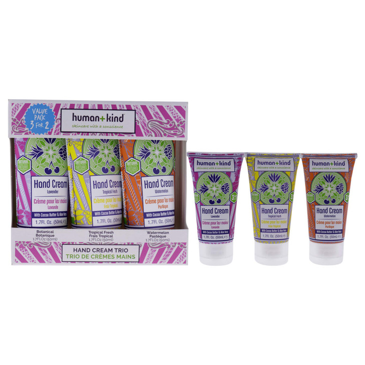 HumanKind Moisturizing Hand Cream Trio Three Scented Hydrating Creams with Avocado Oil and Shea Butter Intense Fast Abso