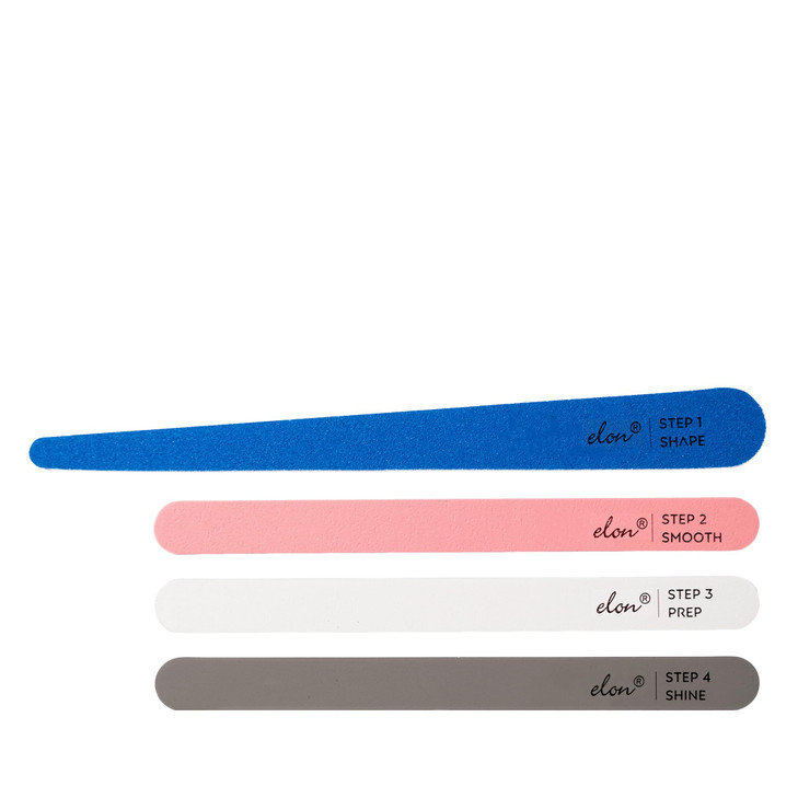 Elon Professional Nail File Set 4 Step Fingernail Files and Buffers for Manicure File System 4 DoubleSided Dermatologist