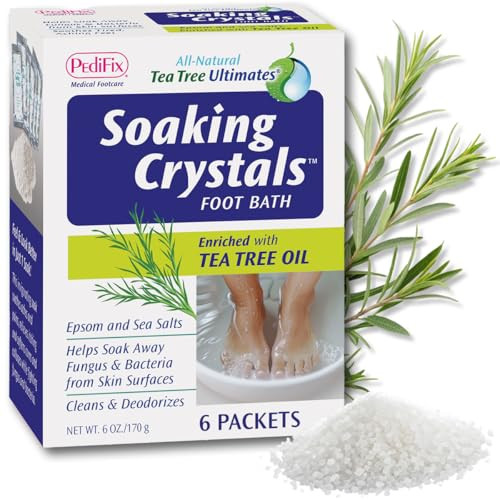 PediFix Soaking Crystals Foot Bath 6 Packets Therapeutic Foot Soak with Tea Tree Oil Epsom Salt for Sore Tired Achy Feet