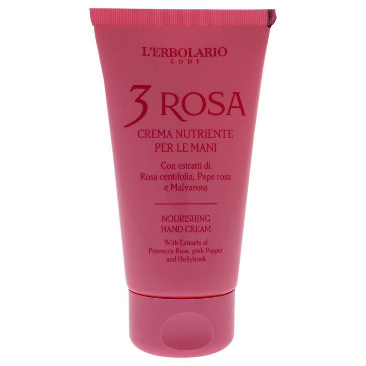 LErbolario 3 Rosa Nourishing Hand Cream Moisturizing Hand Lotion for Women and Men with Camellia Oil For Dry Cracked Han