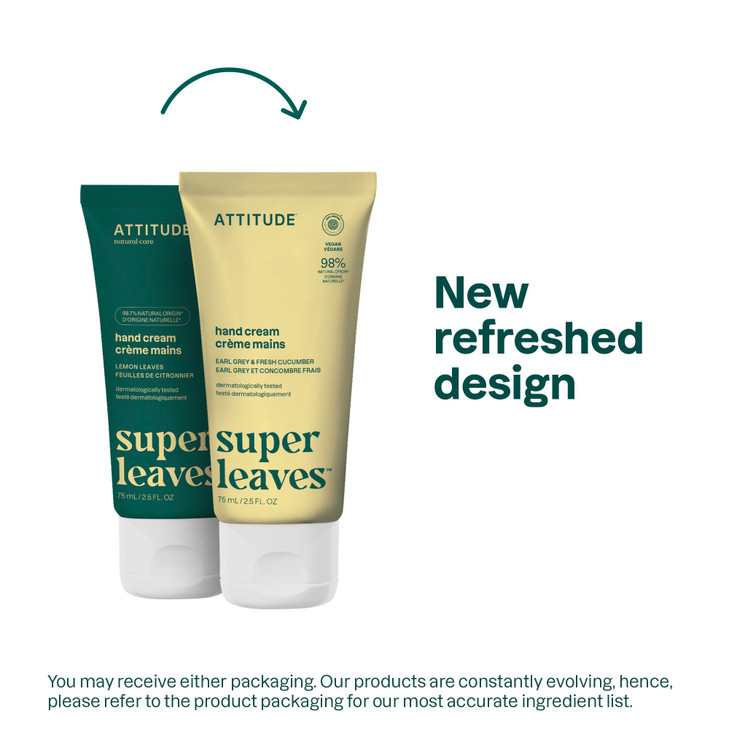 ATTITUDE Hand Cream EWG Verified Plant and MineralBased Vegan Personal Care Products Earl Grey Fresh Cucumber Scent 25 F