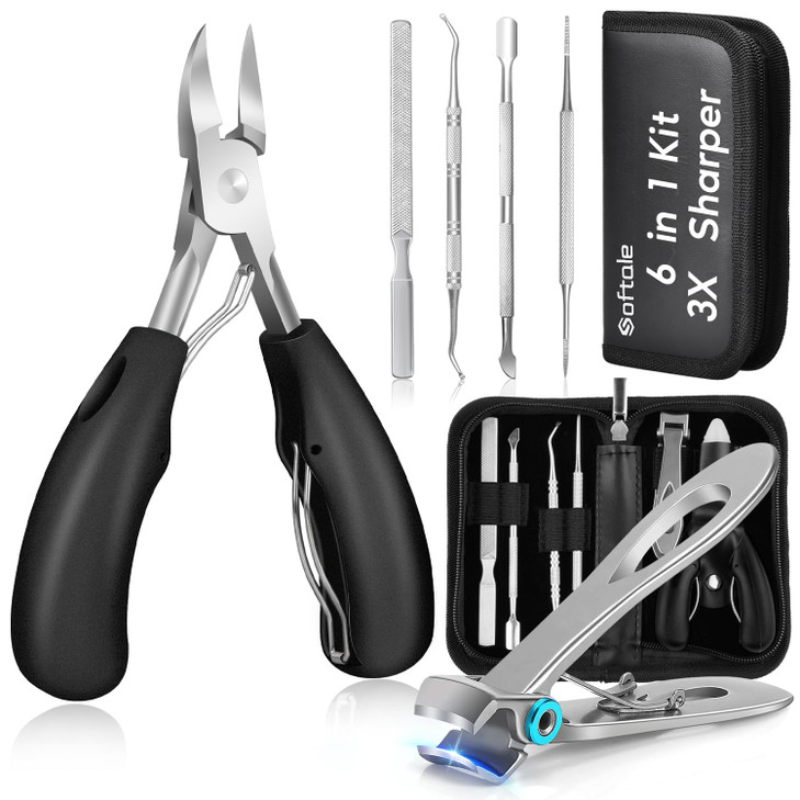 Toenail Clippers for Seniors Thick Toenail Podiatrist Toe Nail Clipper Kits for Adult Men Women Super Sharp Curved Blade