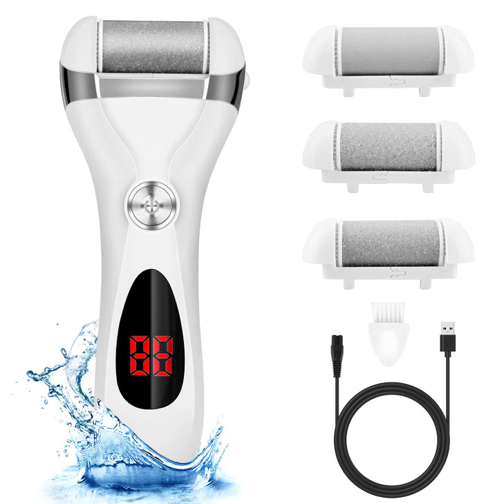 Electric Foot Callus Remover Kit Elmchee Rechargeable Callous removers 3 Grinding Heads Waterproof Foot Scrubber File Pr
