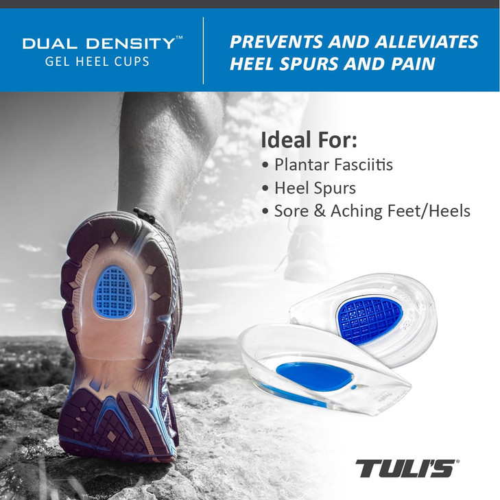 Tulis Dual Density Gel Heel Cups for Heel Spurs Severs Disease and Heel Pain Relief 1 Pair Regular