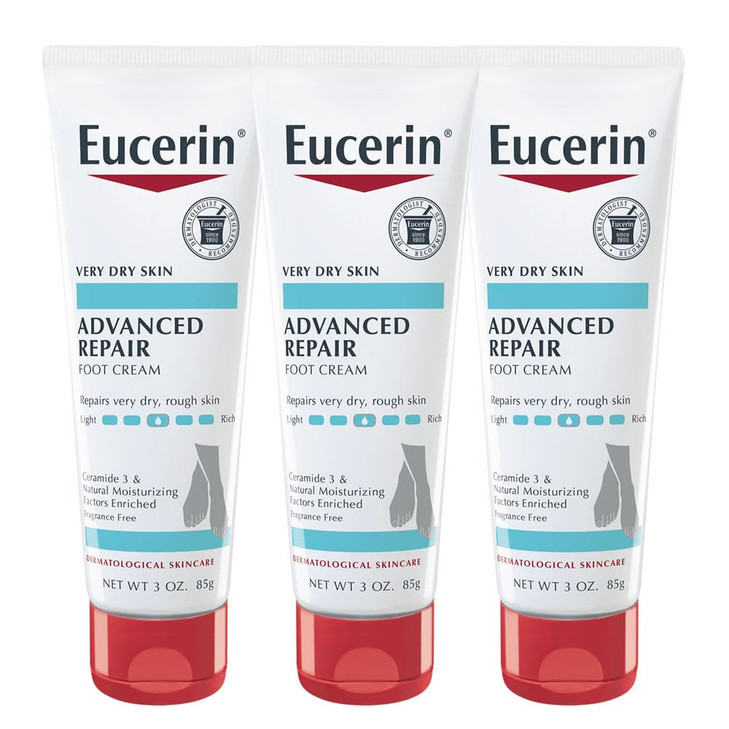 Eucerin Advanced Repair Foot Cream for Dry Feet and Heels Repairs Very Dry Rough Skin Fragrance Free Non Greasy Fast Abs