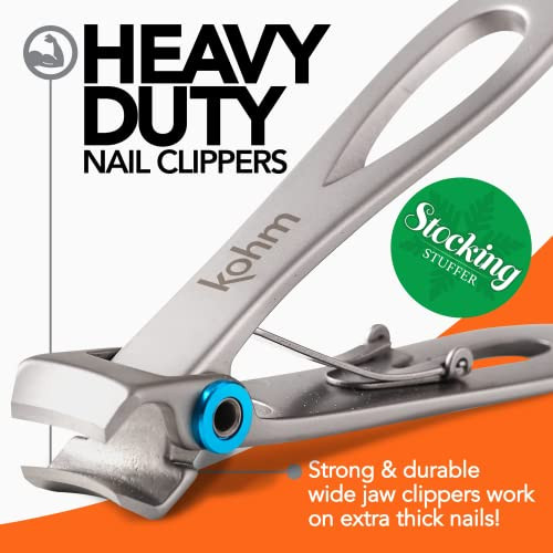KOHM Nail Clippers for Thick Nails Heavy Duty Wide Mouth Professional Fingernail and Toenail Clippers for Men Women Seni
