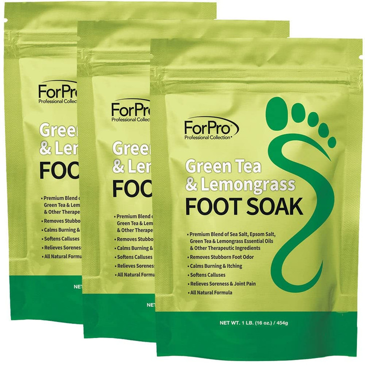 ForPro Professional Collection Green Tea Lemongrass Foot Soak with Sea Epsom Salt for Toenail Athletes Stubborn Odor Sce