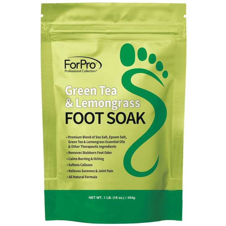 ForPro Professional Collection Green Tea Lemongrass Foot Soak with Sea Epsom Salt for Toenail Athletes Stubborn Odor Sce