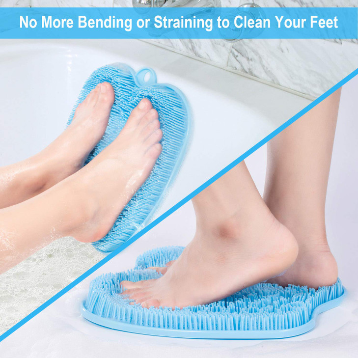 BESKAR Larger Foot Scrubber Mat with NonSlip Suction Cups Cleans Smooths Exfoliates Massages Without Bending Circulation