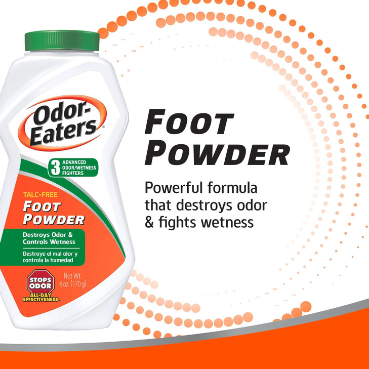 OdorEaters Foot Powder 6 oz Pack of 4 Foot Odor Eliminator for Shoes Feet Odor Control Easy Grip Bottle Foot Shoe Powder