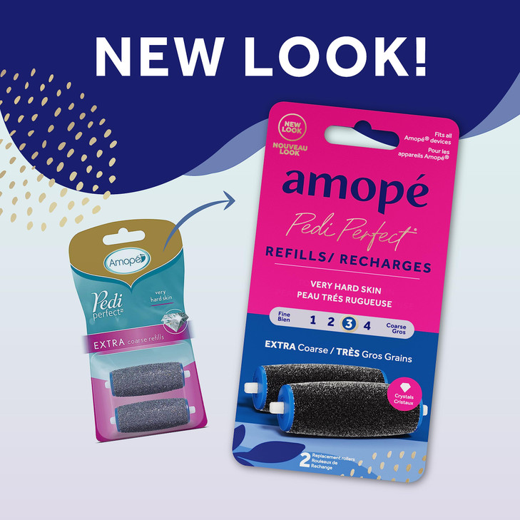 Amop Pedi Perfect Electric Callus Remover Foot File Roller Head Refills with Diamond Crystals Removes Hard Dead Skin Ext