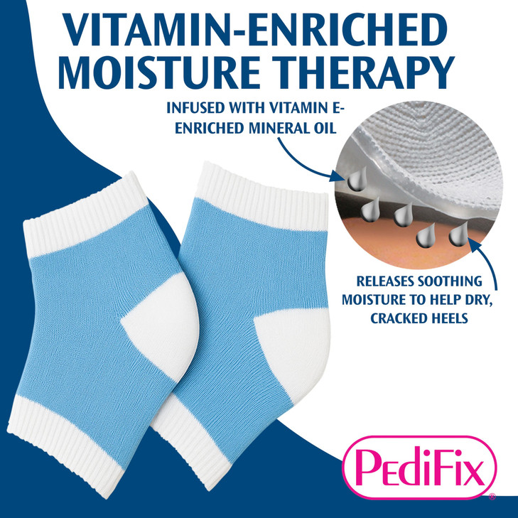 PediFix ViscoGEL Heel Sleeves Moisturizing Gel Socks with Mineral Oil for Dry Cracked Heels Calluses Softens Repairs Hyd