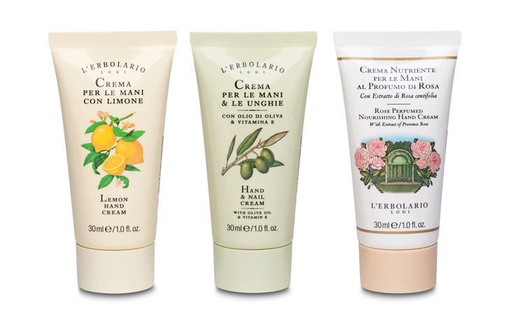 LErbolario Hand Cream Collection 2 Olive Oil Cuticle and Nail Care Lotion Lemon and Rose Perfumed Moisturizing Hand Loti