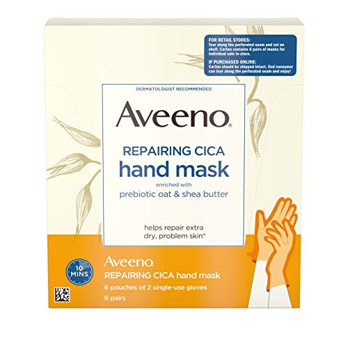 Aveeno Repairing Cica Hand Mask With Prebiotic Oat and Shea Butter 6 Count