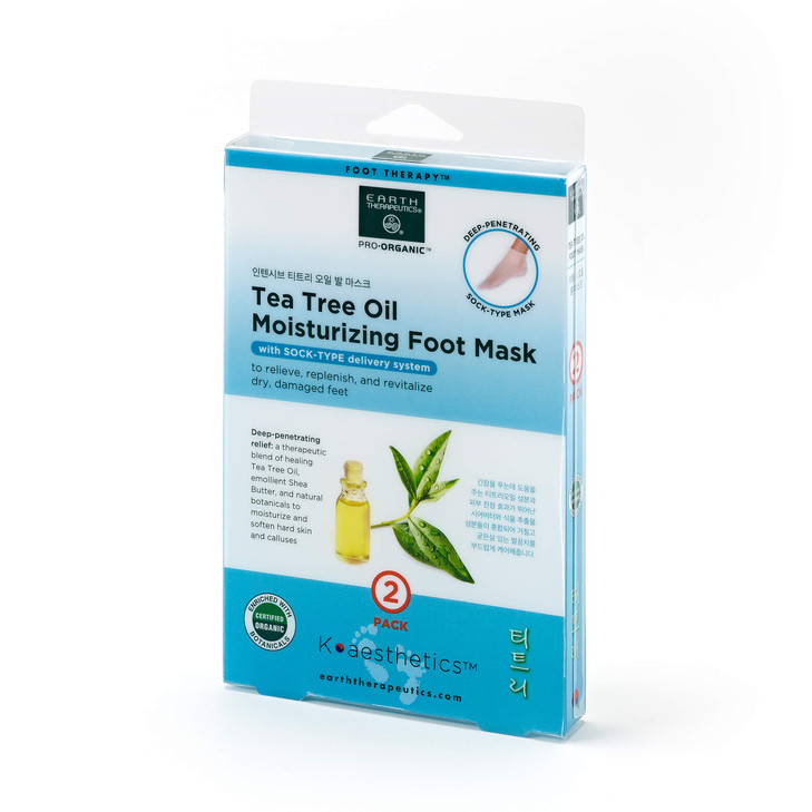 Earth Therapeutics Tea Tree Oil Moisturizing Foot Mask 2 Pack 2 Pairs