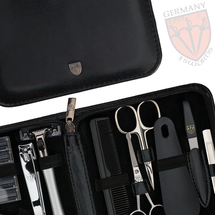 3 Swords Germany brand quality 12 piece manicure pedicure grooming kit set for professional finger toe nail care tweezer