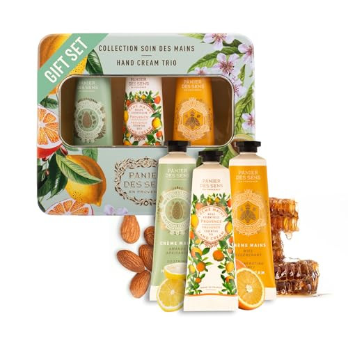 Panier des Sens Mini Hand Cream Set Birthday Gifts for Women Almond Honey Grape Natural Hand Cream Gift Ideas Made in Fr