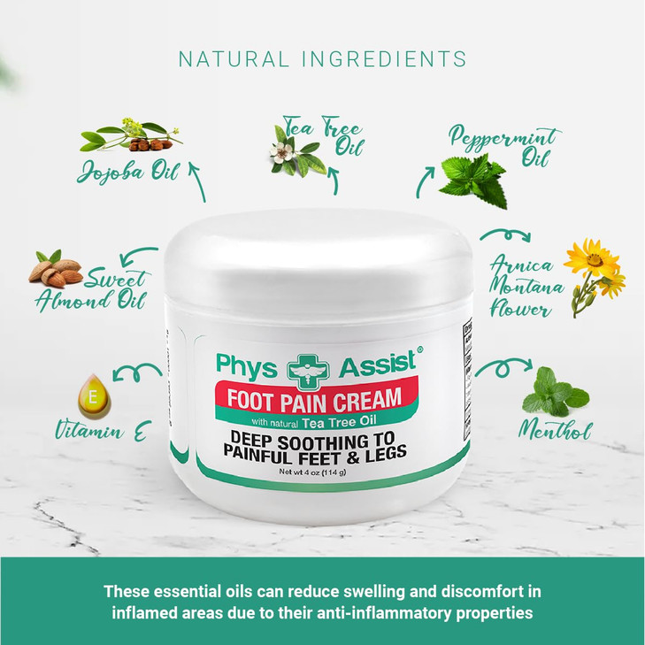 PhysAssist Foot Pain Cream Combo 4 oz jar 15 oz Soothing Relief for Feet and Legs Fast Absorbing Formula Contains Natura