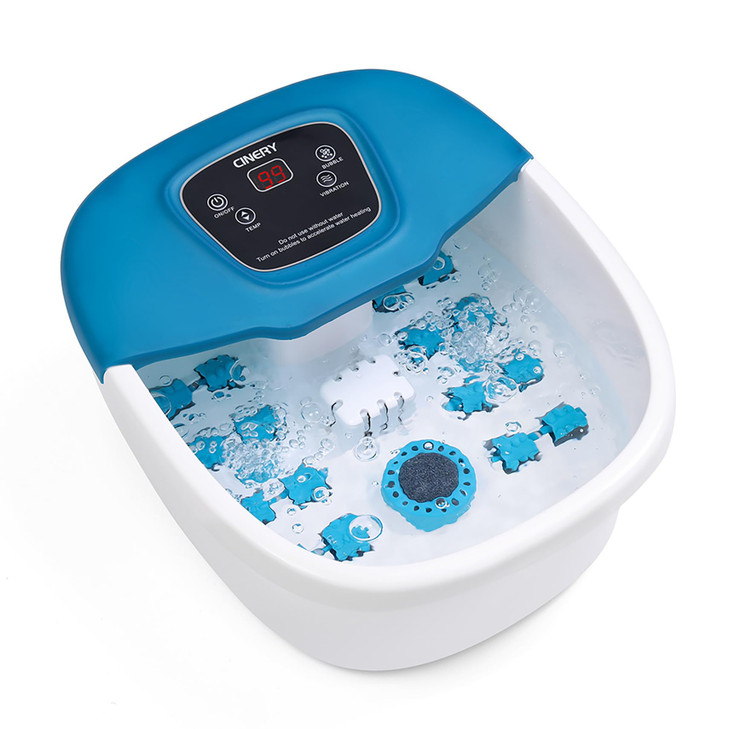 Cinery Foot Spa Bath Massager with Heat Bubbles Vibration and Pedicure Foot Spa with 16 Rollers for Feet Stress Relief F