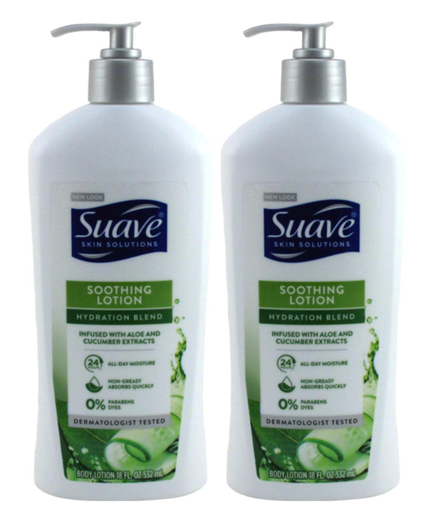 Suave Skin Lotion 18 Ounce Pump Soothing Aloe 532ml 2 Pack