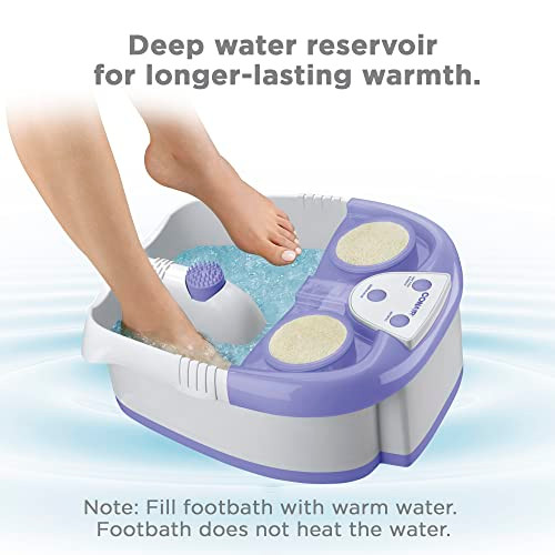 Conair Waterfall Pedicure Foot Spa Bath with Blue LED Lights Massaging Bubbles and Massage Rollers PurpleWhite