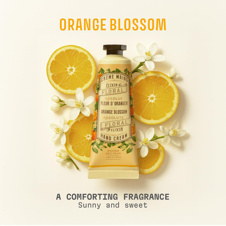 Panier des Sens Small Hand Cream for Dry Cracked Hands Orange Blossom Mini Hand Lotion for Dry Skin With Sweet Almond an