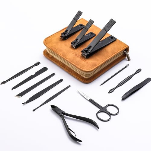 FAMILIFE Manicure Set Professional Manicure Kit Nail Clipper Set Stainless Steel Pedicure Tools Kit with Leather Travel
