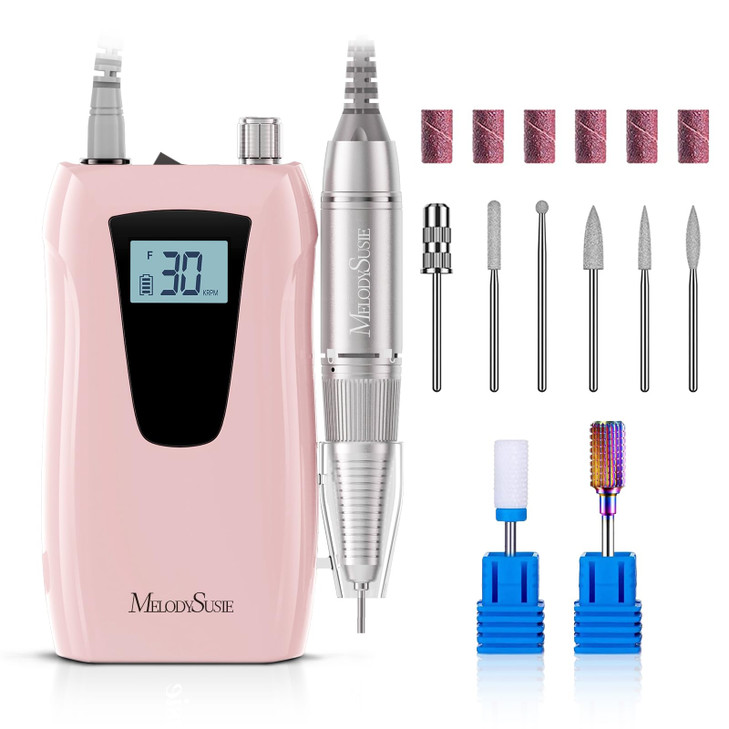 MelodySusie EntryLevel ClipOn Rechargeable Nail Drill SC320D 30000RPM Essential EFile with LCD Display for Manicure Shap
