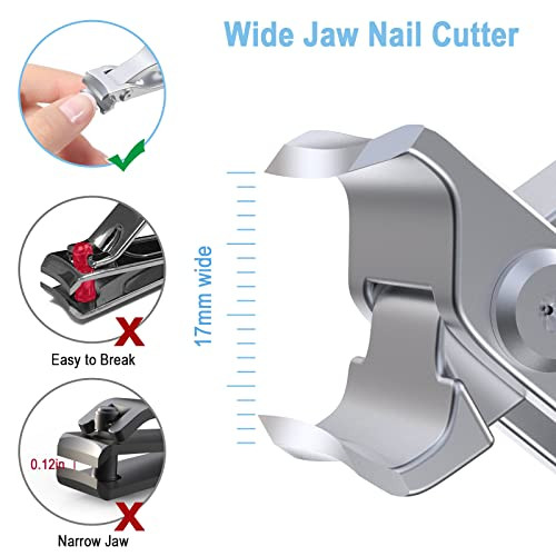 GLAMFIELDS Nail Clippers 17mm Wide Jaw Opening Toenail Clippers for Seniors Thick ToenailsIngrown Toenail Treatment Heav