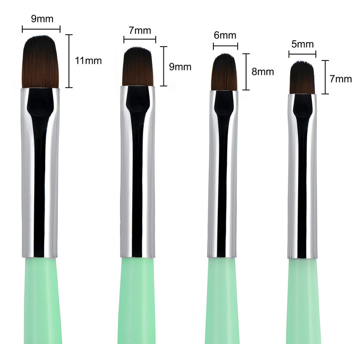 Beaute Galleria 4pcs Acrylic UV Gel PolyGel Nail Art Brush Set Size 6 8 10 14 Nail Tips Builder Painting Pen CleanUp Bru