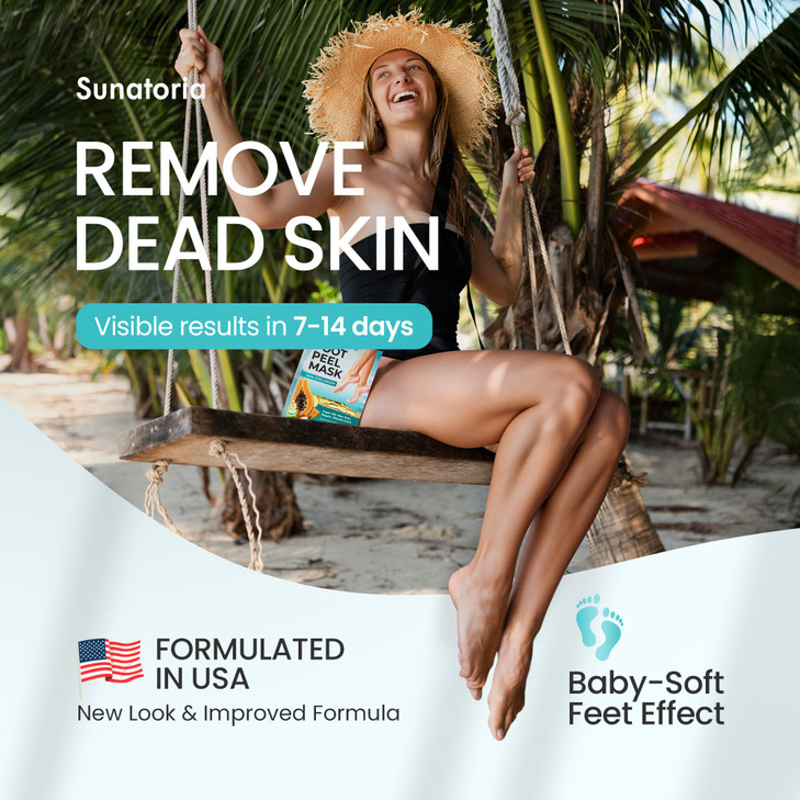 SUNATORIA Foot Peeling Mask 2 Pack Exfoliating Foot Mask for Dry Cracked Feet Calluses Baby Soft Touch Foot Peel Mask wi