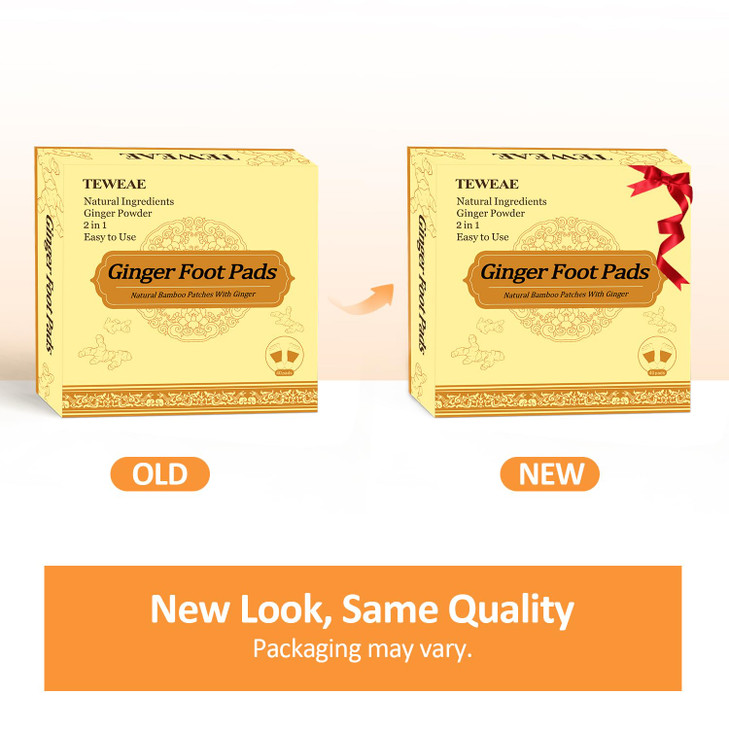 TEWEAE 2 in 1 Ginger Foot Pads 40Pads Tear and Use Premium Natural Ingredients Ginger Powder Bamboo Vinegar FootPads wit