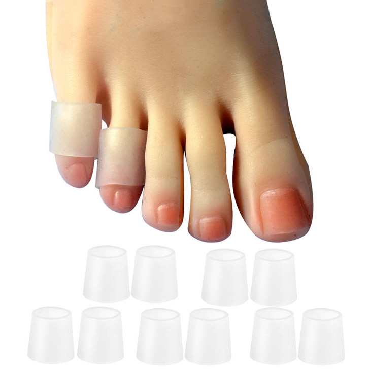 Hoogoo 10 Pack Pinky Toe Sleeves Protectors Toe Covers Protect Toe from Rubbing Ingrown Toenails Corns Blisters Hammer T