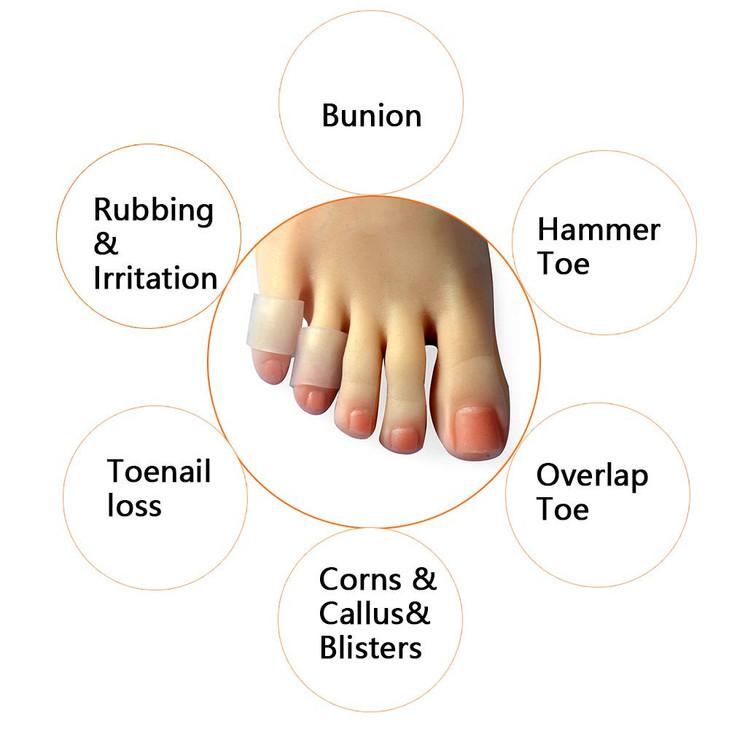 Hoogoo 10 Pack Pinky Toe Sleeves Protectors Toe Covers Protect Toe from Rubbing Ingrown Toenails Corns Blisters Hammer T
