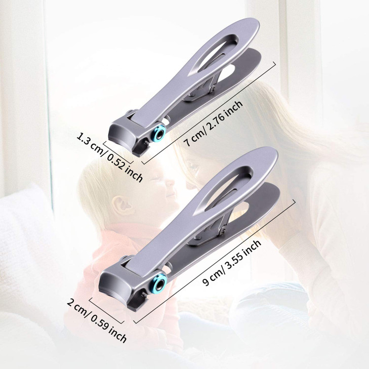 Mudder 2 Pieces Oversized Thick Nail Clippers for Tough Toenails Fingernails Stainless Steel Fingernail Clipper Ultra Wi