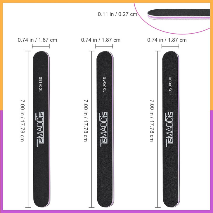 TsMADDTs Nails File 20 pcs Double Sided Emery Board for Natural Acrylic Nails 100 120 180 240 320 800 Grits Professional