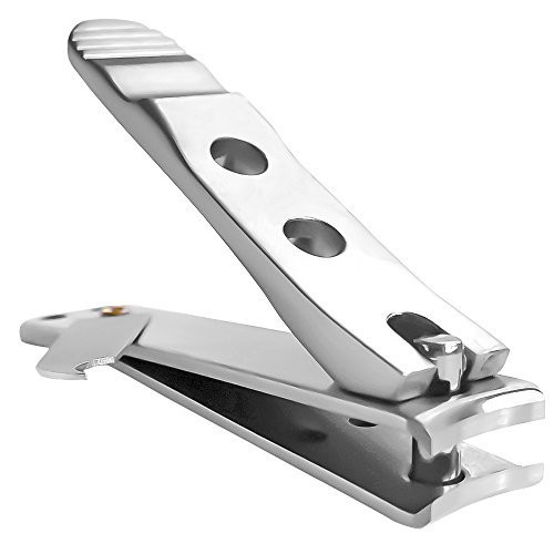 Kohm Curved Blade Edge Nail Clipper with Nail File Swing Out SS Wide Jaw Toenail Clippers for Thick Nails Large Nail Cli