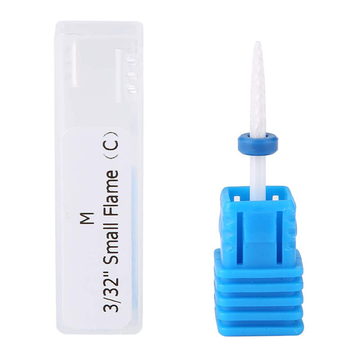 Ceramic Cuticle for NailsFire Arrow Nail Bit Cylinder Shape Grinding Head with Stainless Steel Stick Nail for Manicure D