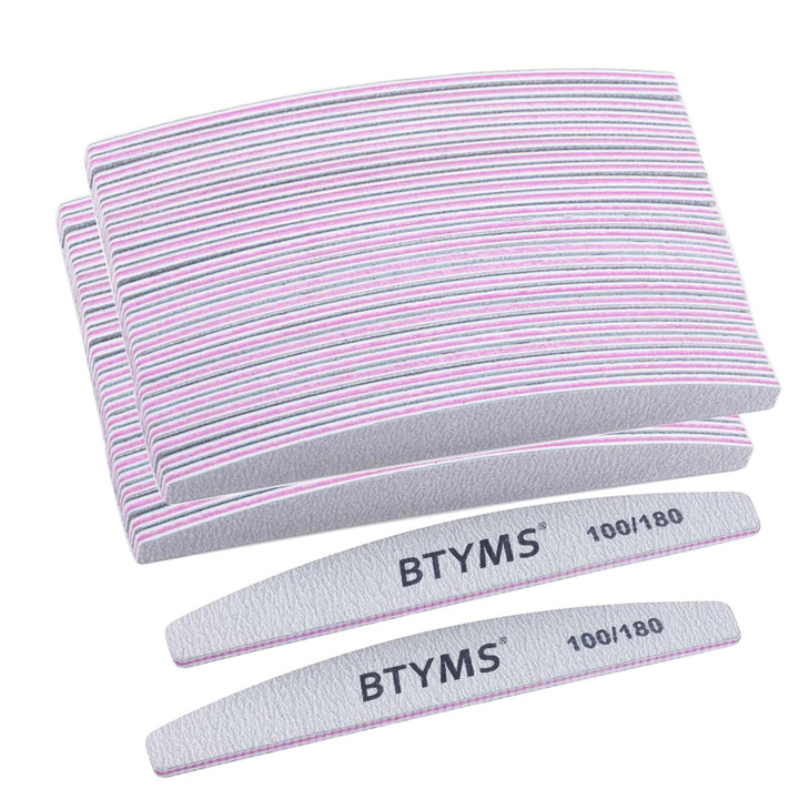 BTYMS 50 Pcs 100180 Grit Nail Files Double Sided Emery Boards for Acrylic Gel Natural Nails