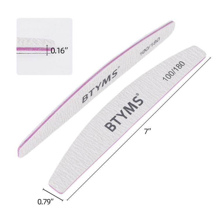 BTYMS 50 Pcs 100180 Grit Nail Files Double Sided Emery Boards for Acrylic Gel Natural Nails
