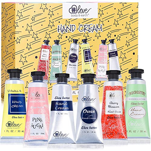 BODY EARTH LOVE Hand Cream Gifts Set Valentines Day Gifts for Her Galentines 6 Pack Moisturizing Hand Lotion for Dry Han