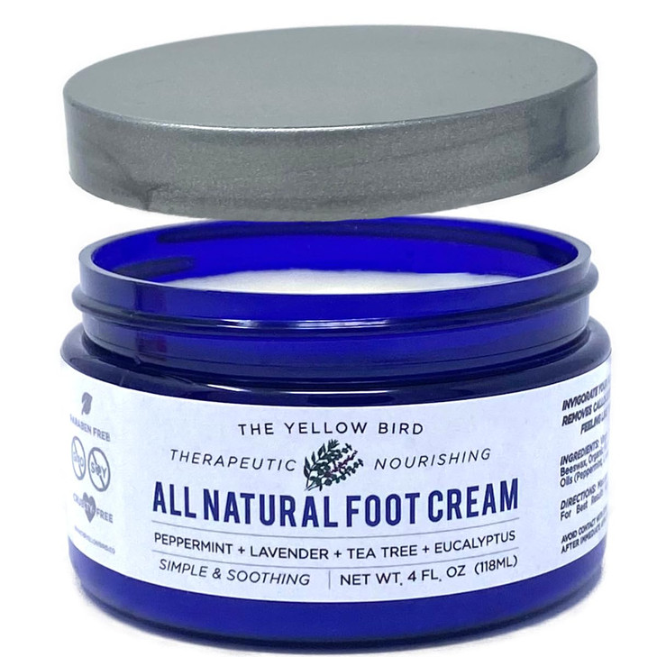 Yellow Bird Natural Tea Tree Foot Cream Organic Foot Balm for Dry Cracked Feet Heels Peppermint Moisturizer for Athletes
