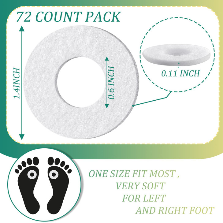 Nuanchu 72 Pcs Callus Cushions Callus Pads for Bottom of Foot Round Corn Cushions Pads for Feet Soft Adhesive Felt Corn