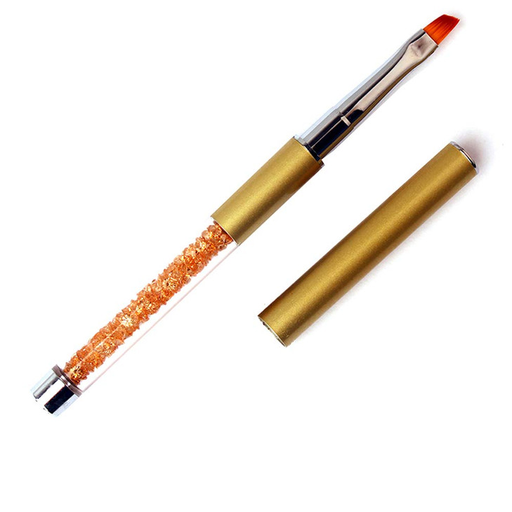 WOKOTO Nail Art Flat Painting Pens Nail Brush Acrylic Nail Brush For Nail Art Extension Rhinestones Handle Acrylic UV Ge