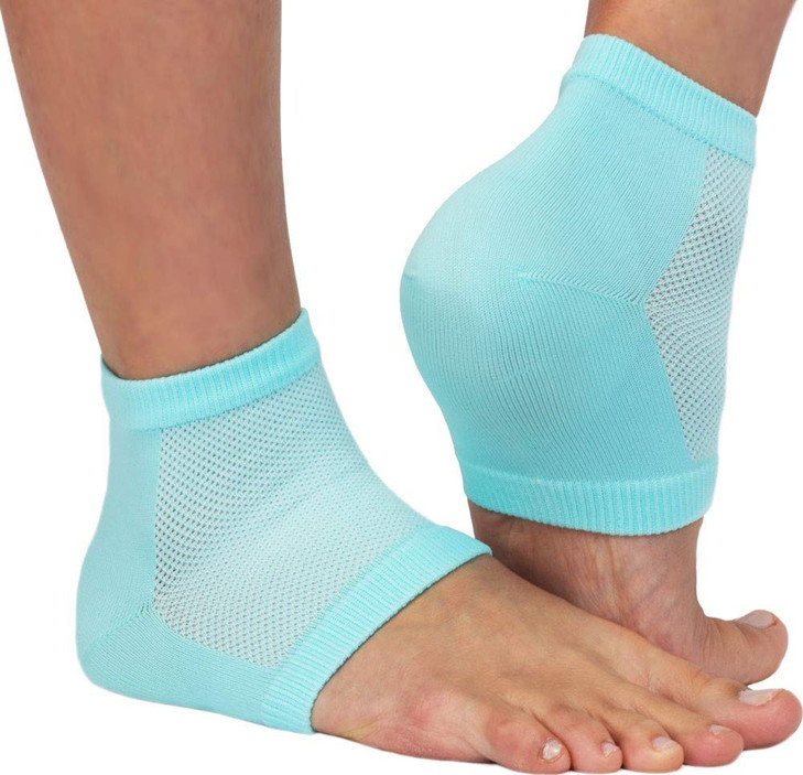 NatraCure Vented Moisturizing Gel Heel Sleeves Pedicure Socks for Dry Cracked Feet Treatment Dry feet Treatment Heel Soc