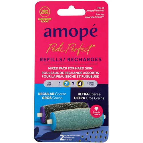 Amope Pedi Perfect Electric Callus Remover Foot File Roller Head Refills with Diamond Crystals Removes Hard Dead Skin Mi
