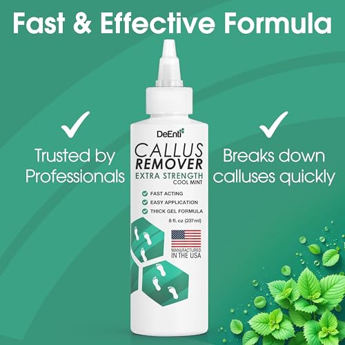 DeEnti Callus Remover for Feet Extra Strength Foot Callus Remover Gel 8oz Salon Grade Home Pedicure Supplies for Dry Ski