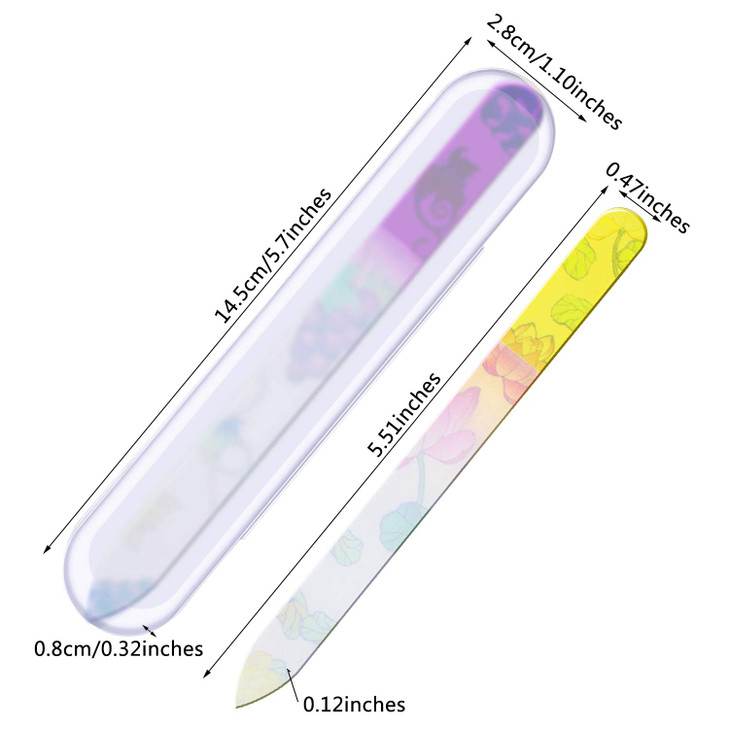 Mudder 8 Pack Glass Nail Files with Cases DoubleSided Crystal Fingernail Files for Natural Nails Colorful Floral Nail Bu