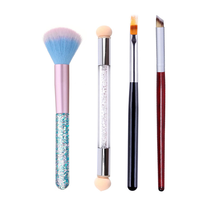 WOKOTO 4Pcs Ombre Nail Art Brush Set Double Head Nail Gradient Sponge Brushes For Nails Shading Pen Nail Brushes For Cle